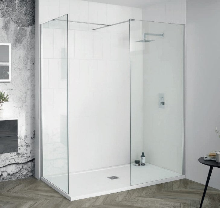 Capital 900mm Walk In Panel 8mm Glass with Support Bar & T Piece - Chrome