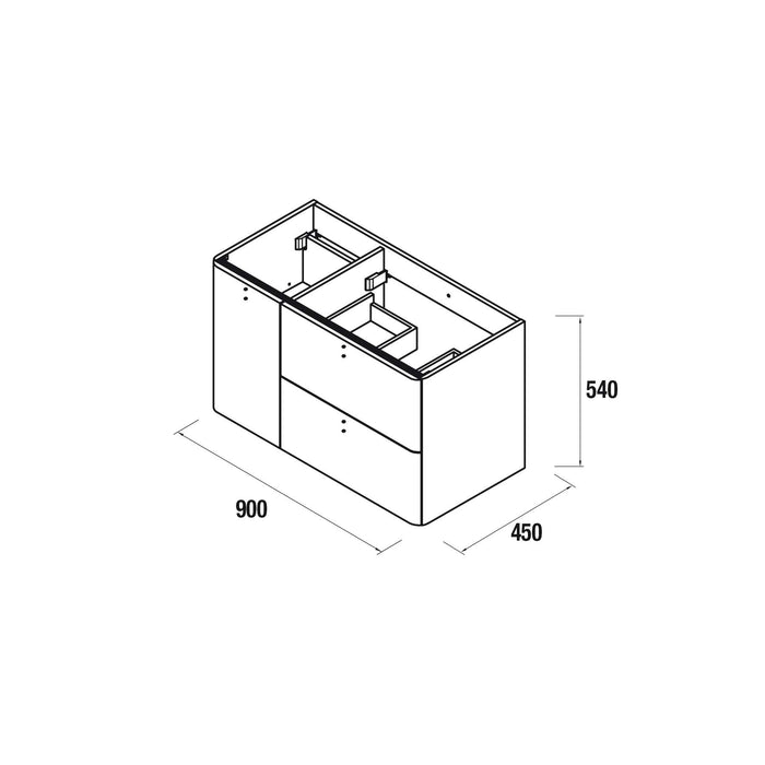 UNIIQ Sketch 900 x 450mm Wall Hung Vanity Unit with Basin - Left Handed Matt Black