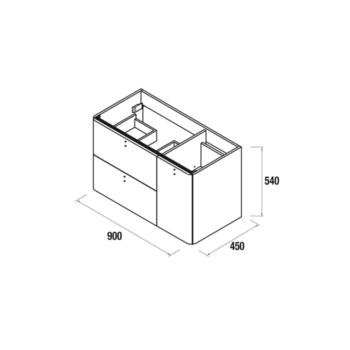 UNIIQ Sketch 900 x 450mm Wall Hung Vanity Unit with Basin - Right Handed Night Blue