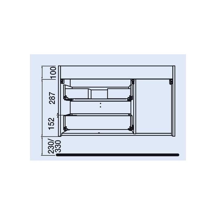 UNIIQ Sketch 900 x 450mm Wall Hung Vanity Unit with Basin - Right Handed Matt Grey