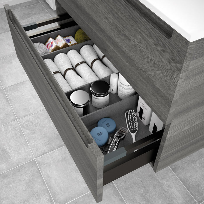 Monterrey Vanity Basin Unit 600 2 Metallic Drawers - Choose Colour