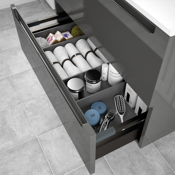 Monterrey Vanity Basin Unit 600 2 Metallic Drawers - Choose Colour