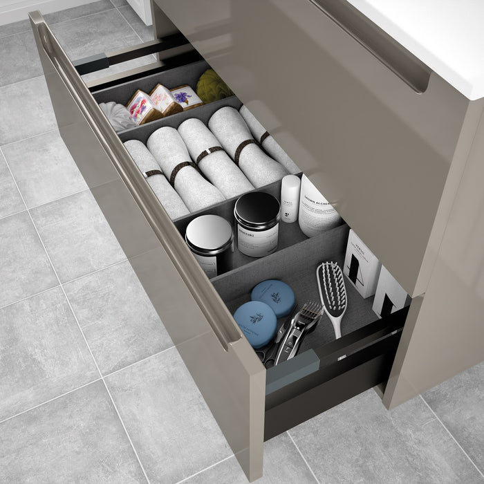 Monterrey Vanity Basin Unit 600 2 Metallic Drawers - Choose Colour