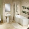 Elgin 1500 Left Hand P Shaped Reinforced Bath, Shower Screen & Side Panel