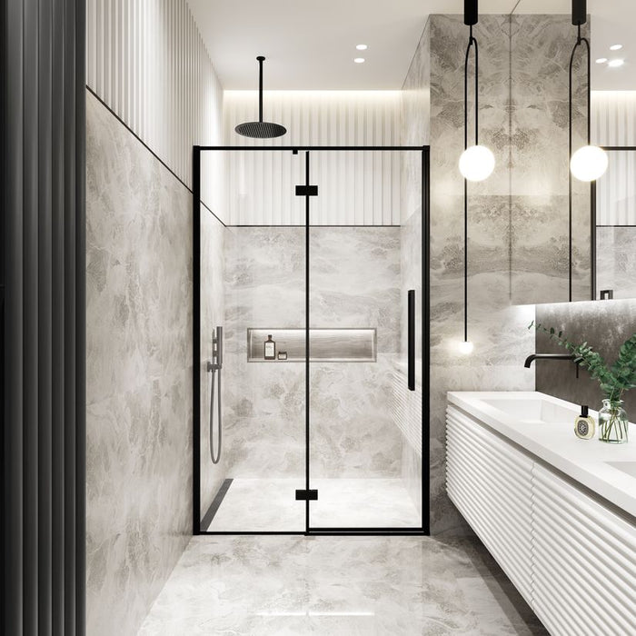 Noir 1200mm Matt Black 8mm Hinged Shower Door