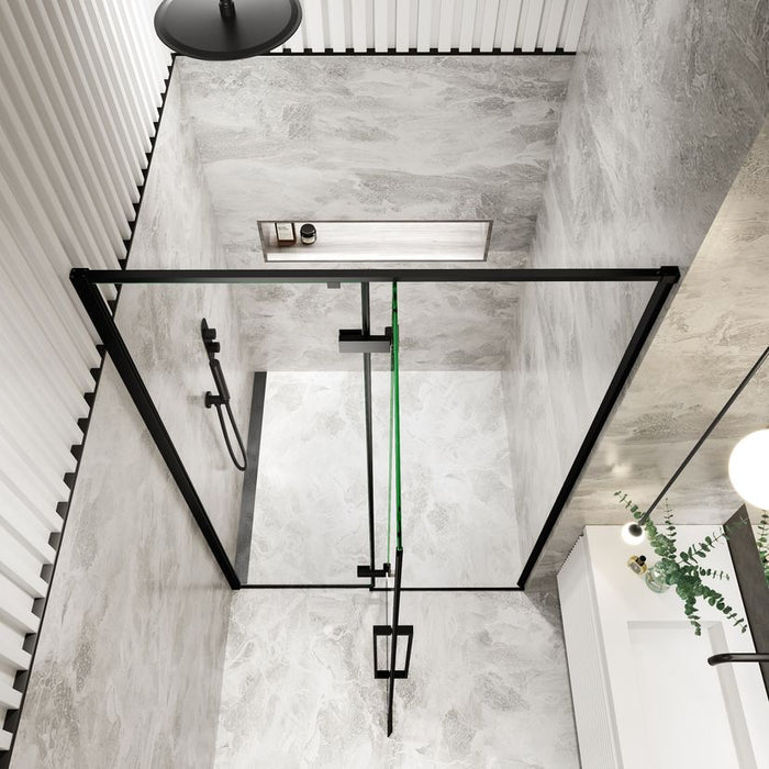 Noir 1200mm Matt Black 8mm Hinged Shower Door