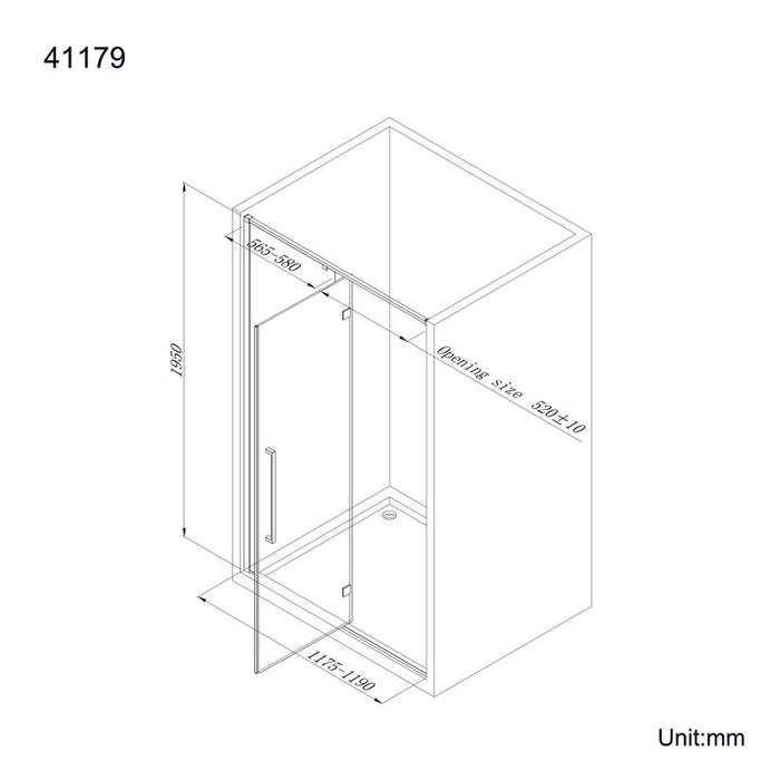 Noir 1200mm Matt Black 8mm Hinged Shower Door
