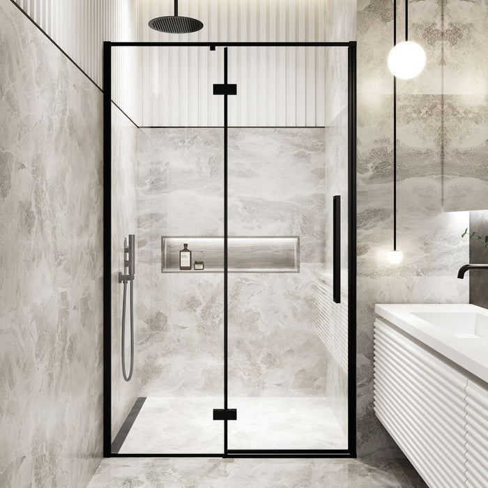 Noir 1200mm Matt Black 8mm Hinged Shower Door