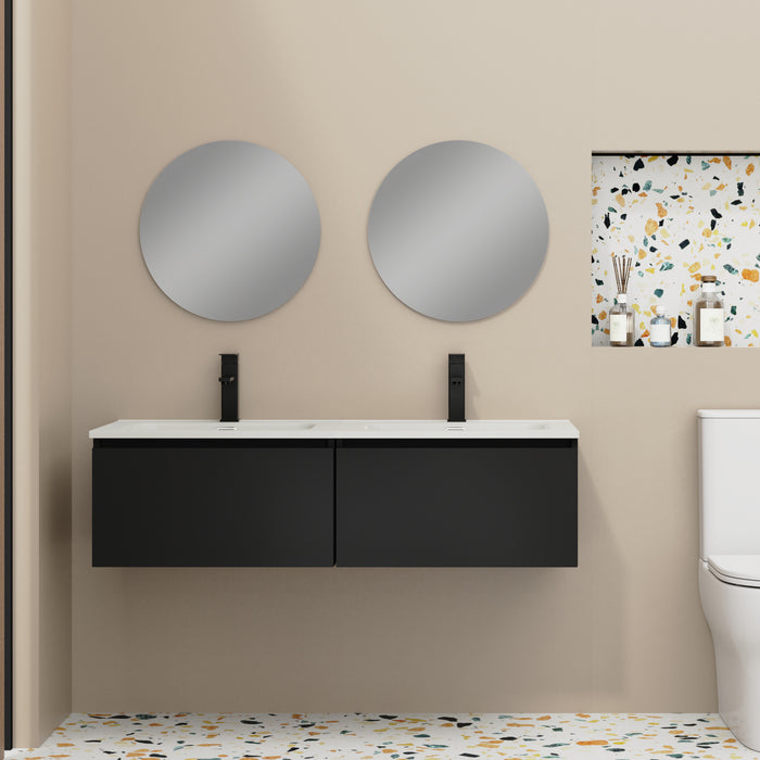 Kaduro 1200mm Matt Black Wall Hung Vanity Unit including Double Basin
