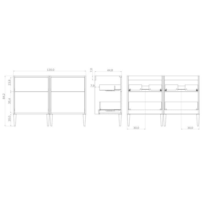 Noir Krafter 1200mm Matt White Wall Hung Vanity Unit including Double Basin