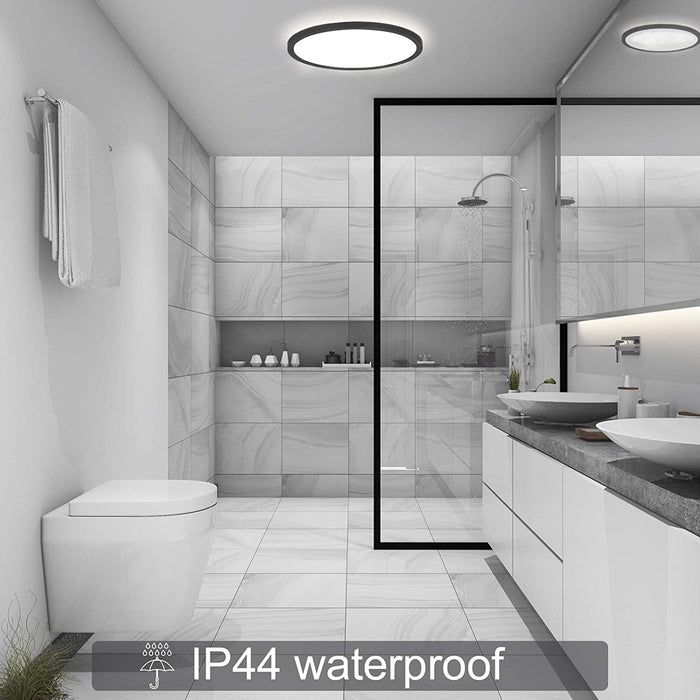Optim Noir IP44 Bathroom Ceiling Light Round - Black