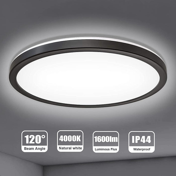 Optim Noir IP44 Bathroom Ceiling Light Round - Black