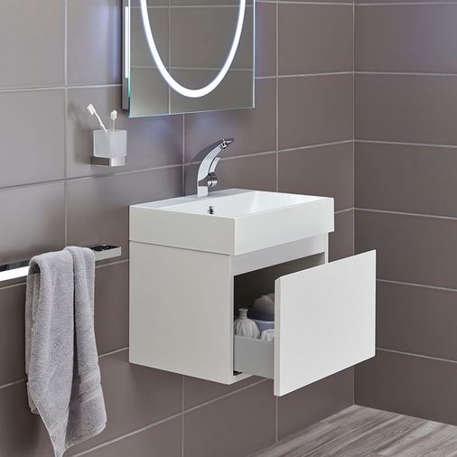 Mino 500mm Basin & Wall Mounted Vanity Unit - White Gloss