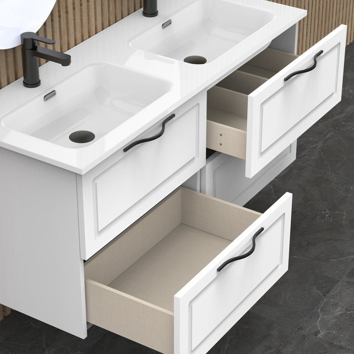 Matador 1200mm Matt White Wall Hung Vanity Unit Including Double Basin