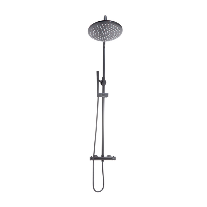 Auro Round Rigid Riser Mixer Shower - Gunmetal