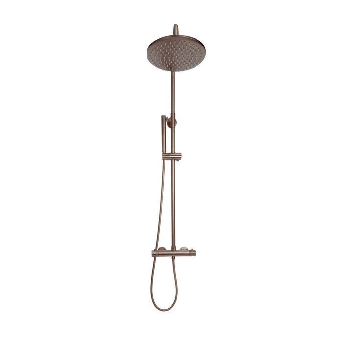 Auro Round Rigid Riser Shower - Brushed Bronze