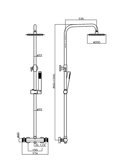 Auro Round Rigid Riser Shower - Brushed Bronze