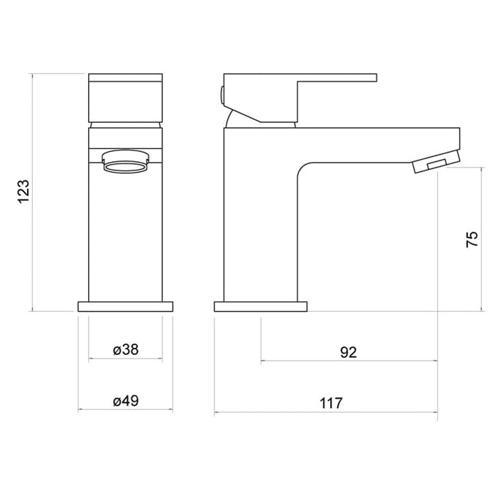 Optim Noir Matt Black Mini Mono Basin Mixer