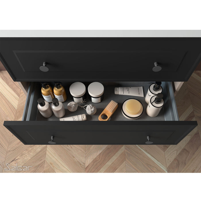 Aurora 800mm Wall Hung Basin Unit with Black Handles - Noir Black Velvet