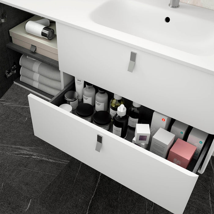 UNIIQ Sketch 900 x 450mm Wall Hung Vanity Unit with Basin - Left Handed Matt White