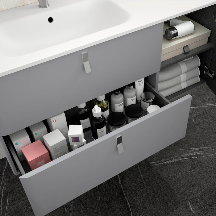 UNIIQ Sketch 900 x 450mm Wall Hung Vanity Unit with Basin - Right Handed Matt Grey