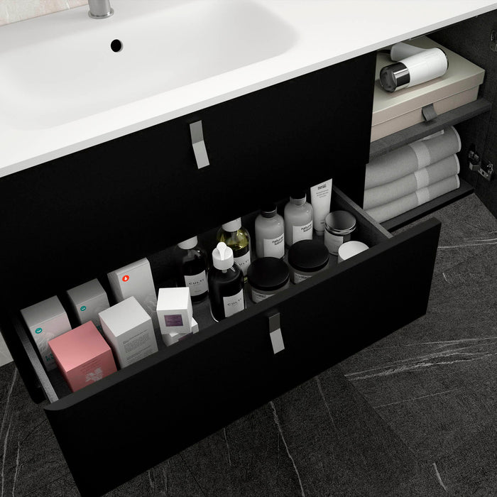 UNIIQ Sketch 900 x 450mm Wall Hung Vanity Unit with Basin - Right Handed Matt Black
