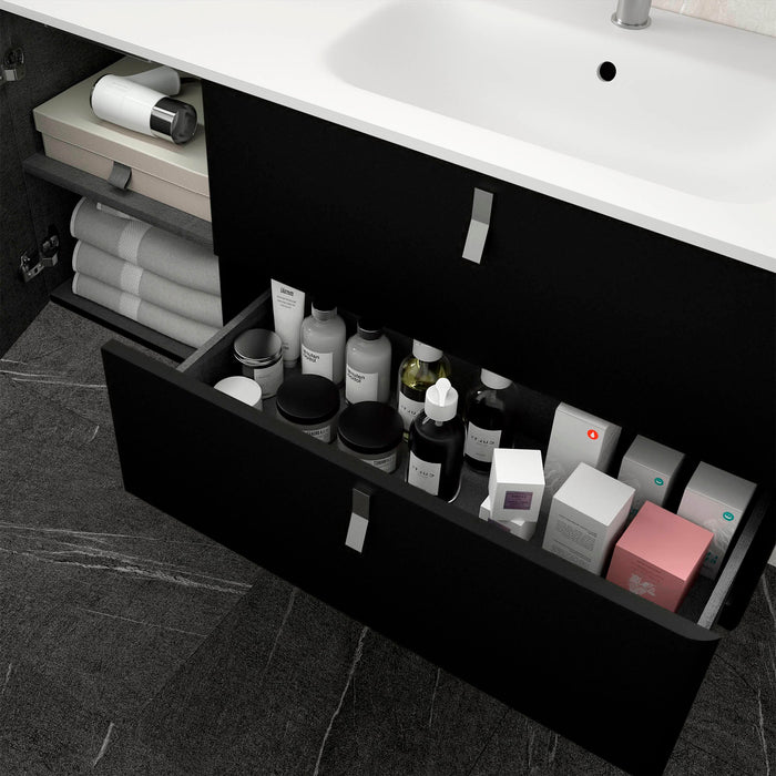 UNIIQ Sketch 900 x 450mm Wall Hung Vanity Unit with Basin - Left Handed Matt Black
