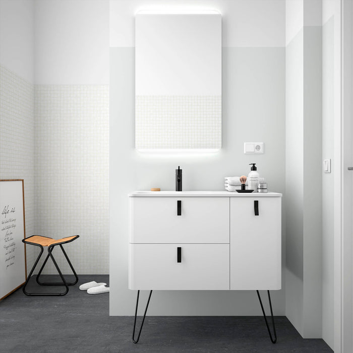 UNIIQ Sketch 900 x 450mm Wall Hung Vanity Unit with Basin - Right Handed Matt White