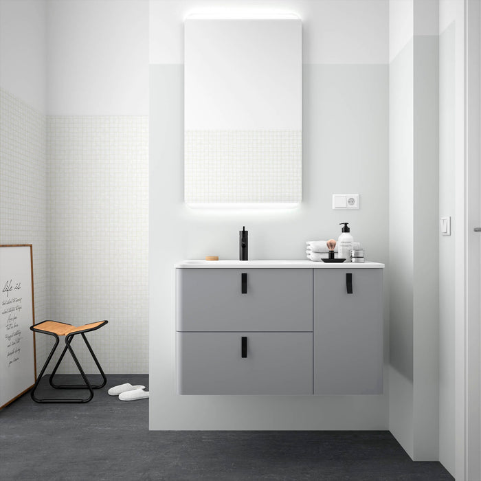 UNIIQ Sketch 900 x 450mm Wall Hung Vanity Unit with Basin - Right Handed Matt Grey
