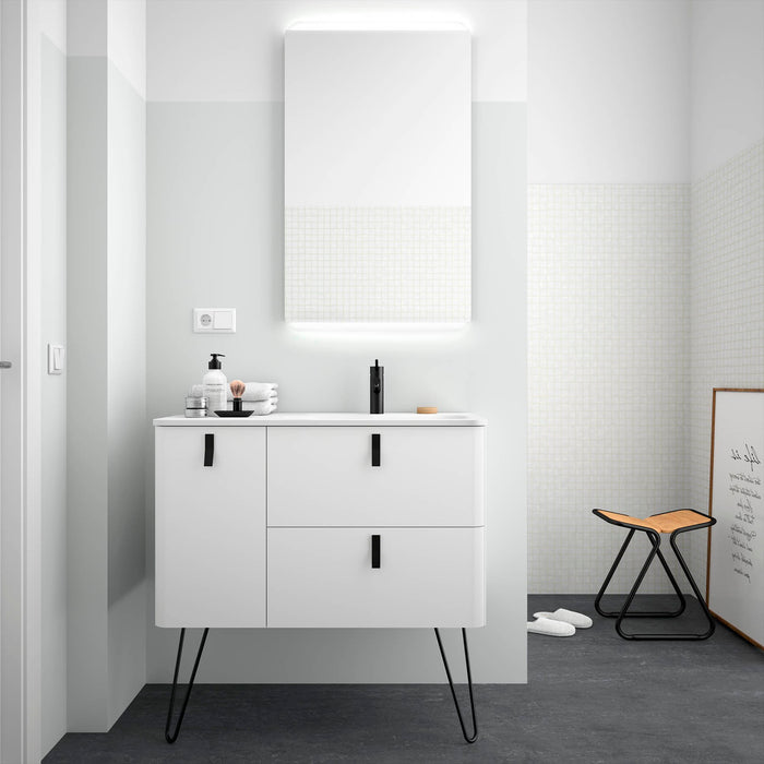 UNIIQ Sketch 900 x 450mm Wall Hung Vanity Unit with Basin - Left Handed Matt White