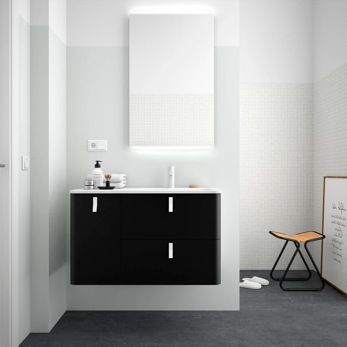 UNIIQ Sketch 900 x 450mm Wall Hung Vanity Unit with Basin - Left Handed Matt Black