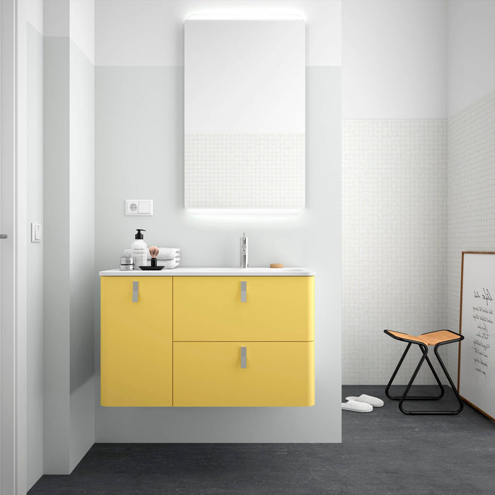 UNIIQ Sketch 900 x 450mm Wall Hung Vanity Unit with Basin - Left Handed Pastel Yellow