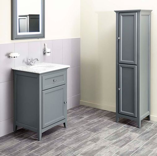Savoy 600mm Marble Top Floorstanding Vanity Unit - Charcoal Grey