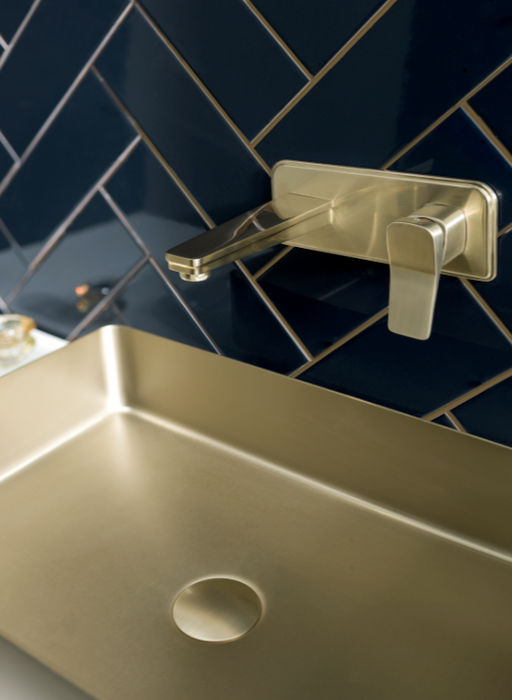 JTP HIX Brushed Brass Single Lever Wall Mounted Basin Mixer