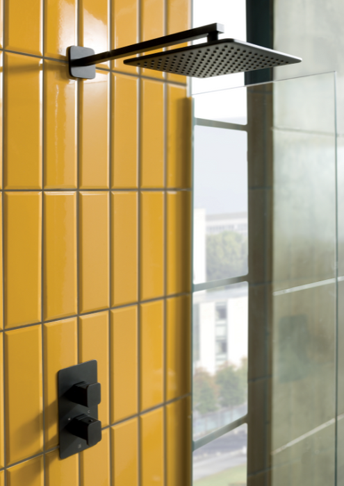 JTP HIX Noir Matt Black Thermostatic Concealed 1 Outlet Shower Valve