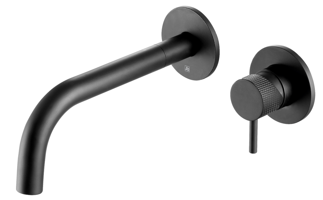 JTP VOS Single Lever Designer Handle Wall Mounted Basin Mixer with Spout 250mm - Select Colour