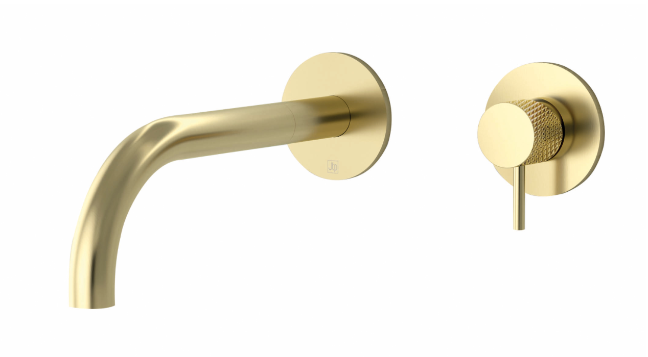 JTP VOS Single Lever Designer Handle Wall Mounted Basin Mixer with Spout 250mm - Select Colour