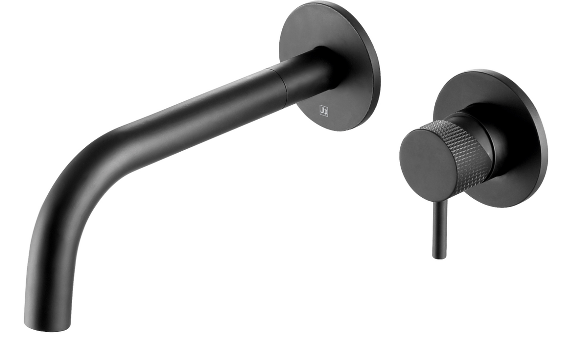 JTP VOS Single Lever Designer Handle Wall Mounted Basin Mixer with Spout 200mm - Select Colour