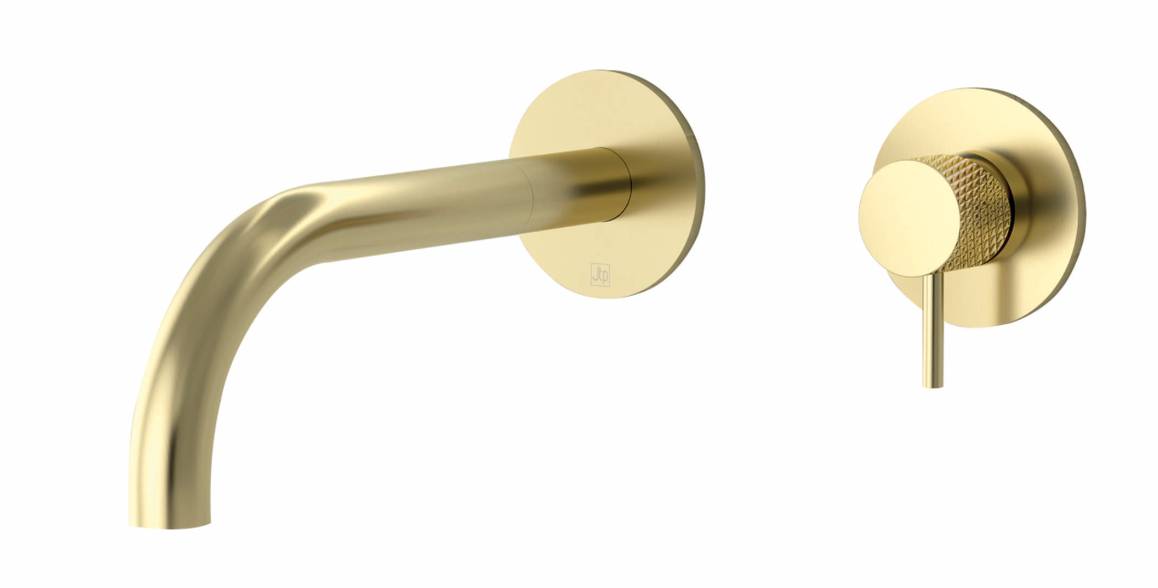 JTP VOS Single Lever Designer Handle Wall Mounted Basin Mixer with Spout 200mm - Select Colour