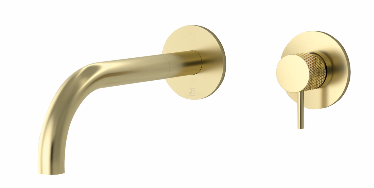 JTP VOS Single Lever Designer Handle Wall Mounted Basin Mixer with Spout 150mm - Select Colour
