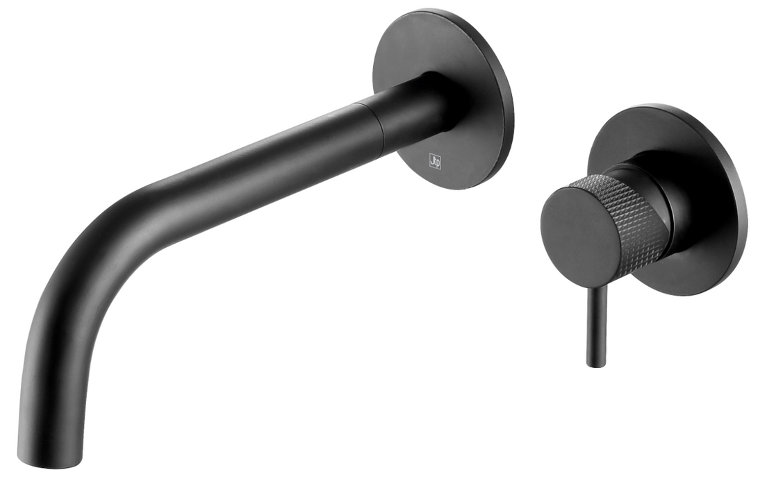 JTP VOS Single Lever Designer Handle Wall Mounted Basin Mixer with Spout 150mm - Select Colour
