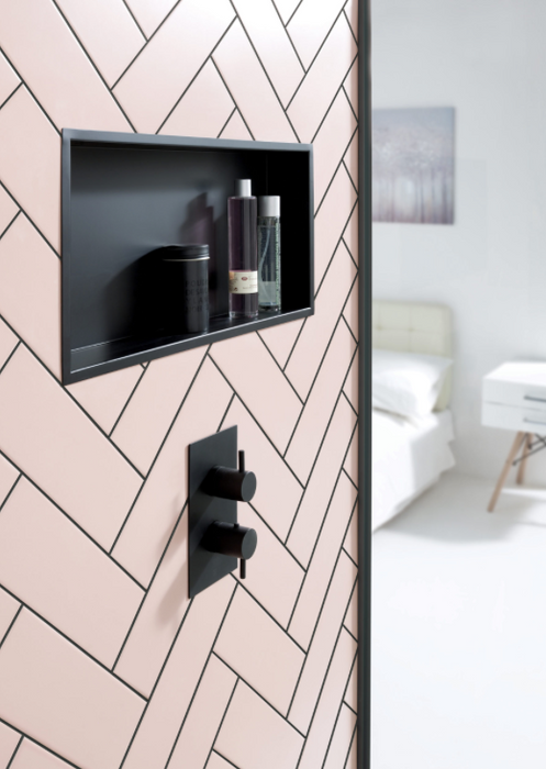 JTP VOS Noir Matt Black Thermostatic Concealed 2 Outlet Shower Valve - Select Design