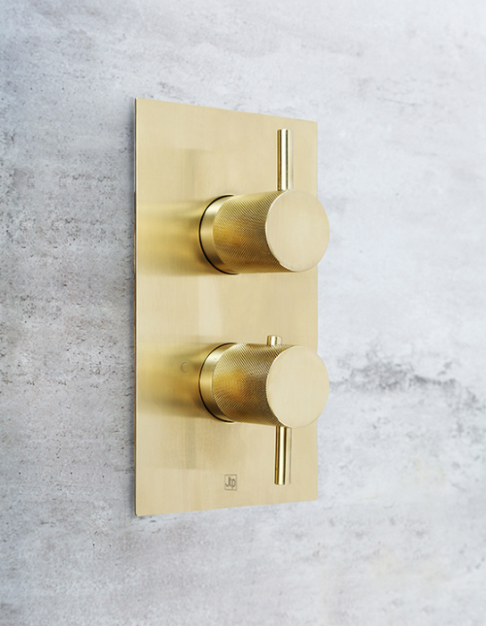 JTP VOS Brushed Brass Thermostatic Concealed 1 Outlet Shower Valve - Select Design