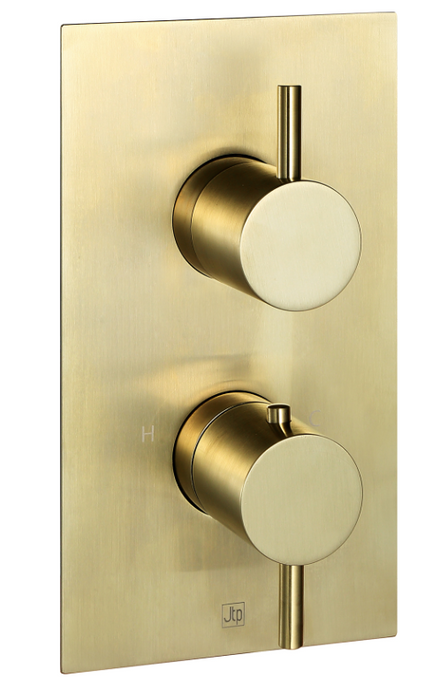 JTP VOS Brushed Brass Thermostatic Concealed 1 Outlet Shower Valve - Select Design