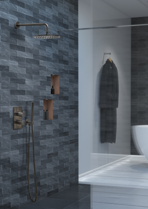 JTP VOS Brushed Black Thermostatic Concealed 1 Outlet Shower Valve - Select Design
