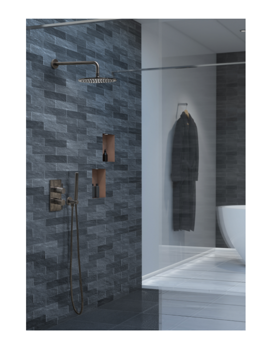 JTP VOS Brushed Black Thermostatic Concealed 2 Outlet Shower Valve - Select Design
