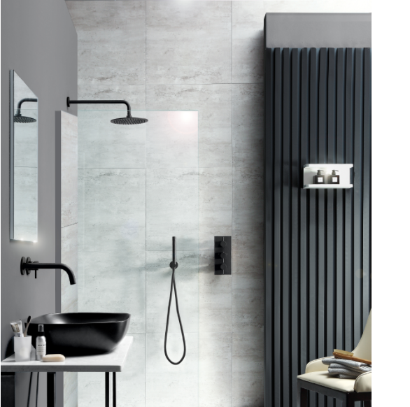 JTP VOS Noir Matt Black Overhead Shower - Select Size