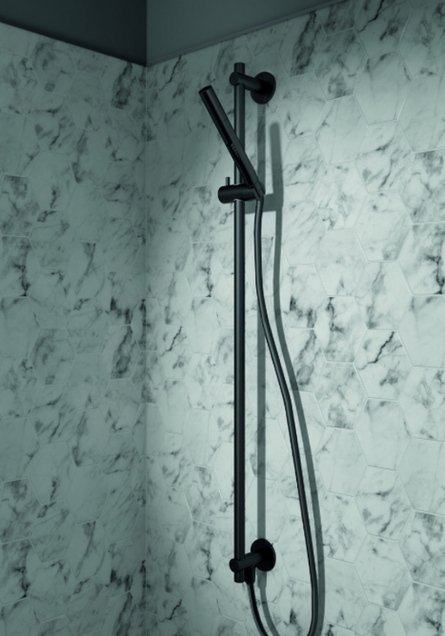 JTP VOS Noir Matt Black Slide Rail with Single Function Hand Shower and Hose