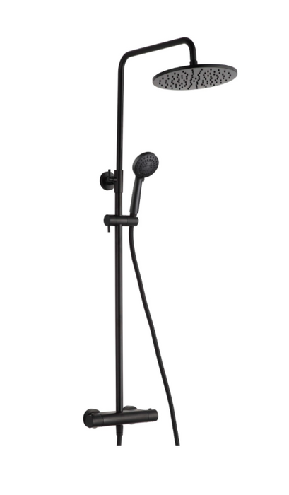 JTP VOS Noir Matt Black Thermostatic Bar Valve with 2 Outlets