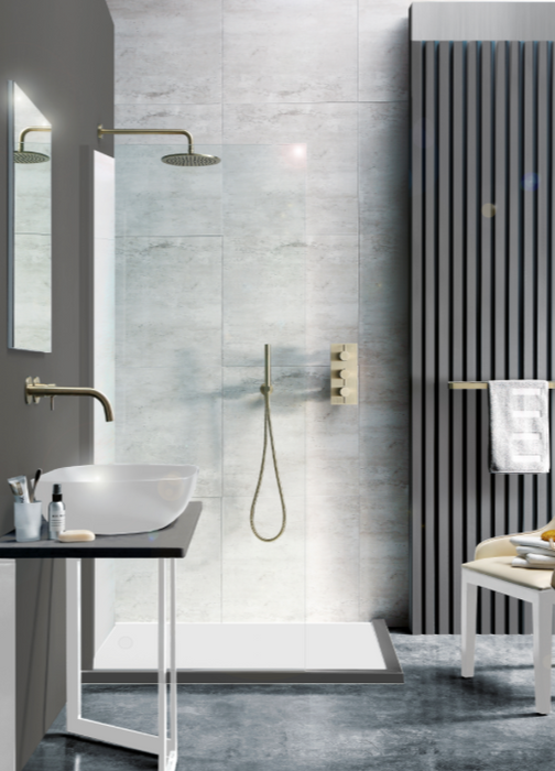 JTP VOS Brushed Brass Overhead Shower - Select Size